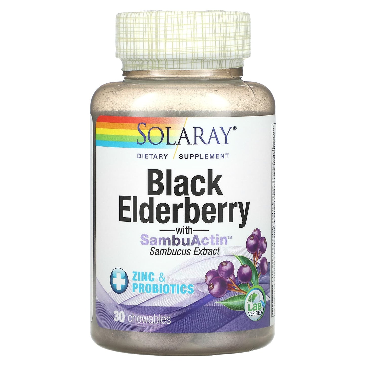 Solaray-Black Elderberry with SambuActin-30 Chewables