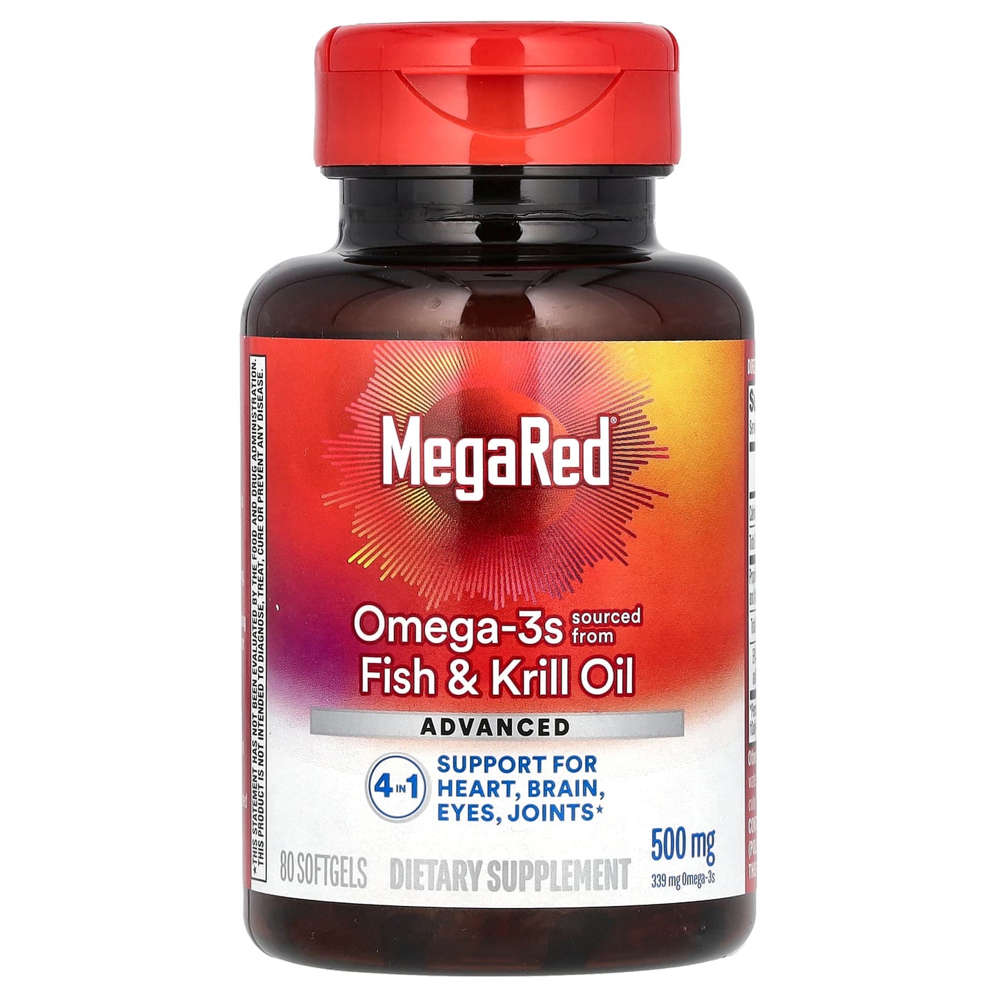 Schiff, MegaRed, Omega-3s Fish & Krill Oil, Advanced 4in1, Vanilla, 500 mg, 80 Softgels