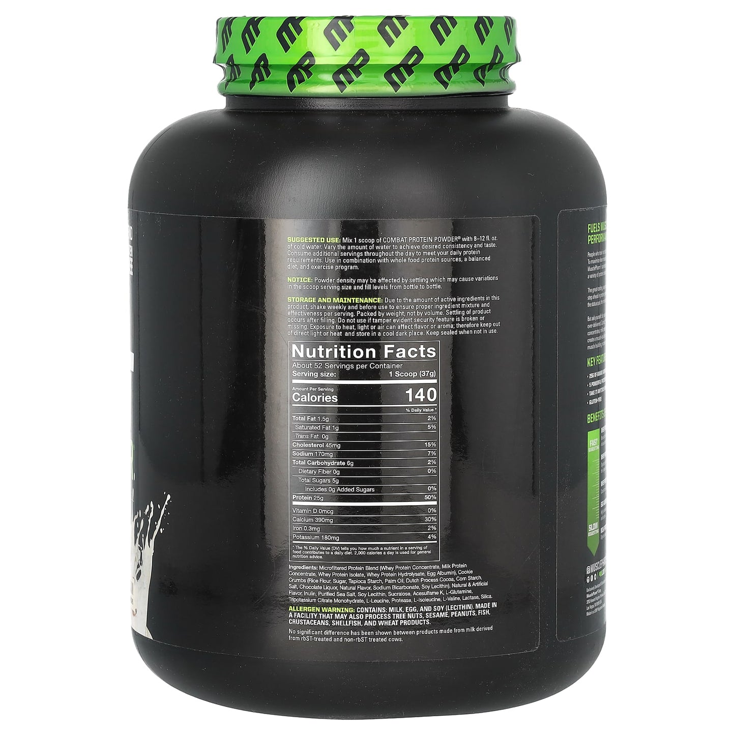 MusclePharm, Combat Protein Powder, Cookies 'N' Cream, 4.2 lb (1,906 g)