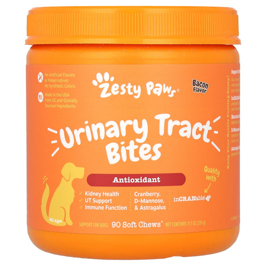 Zesty Paws-Urinary Tract Bites-For Dogs-All Ages-Bacon-90 Soft Chews-11.1 oz (315 g)