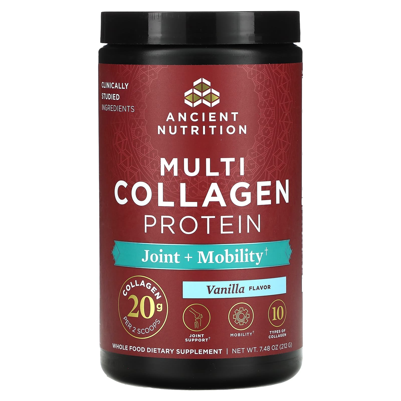 Ancient Nutrition-Multi Collagen Protein-Joint + Mobility-Vanilla-7.48 oz (212 g)