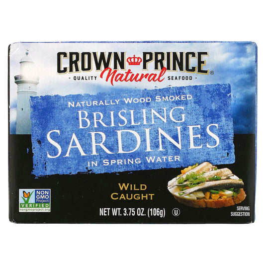 Crown Prince Natural-Brisling Sardines-In Spring Water-3.75 oz (106 g)