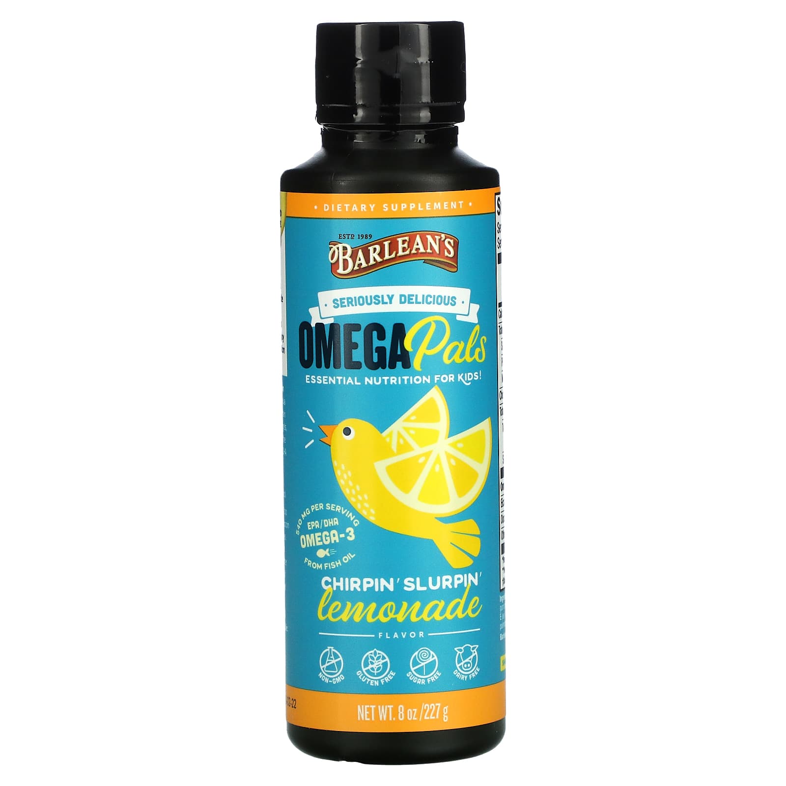 Barlean's-Seriously Delicious Omega Pals-Chirpin' Slurpin Lemonade -8 oz (227 g)