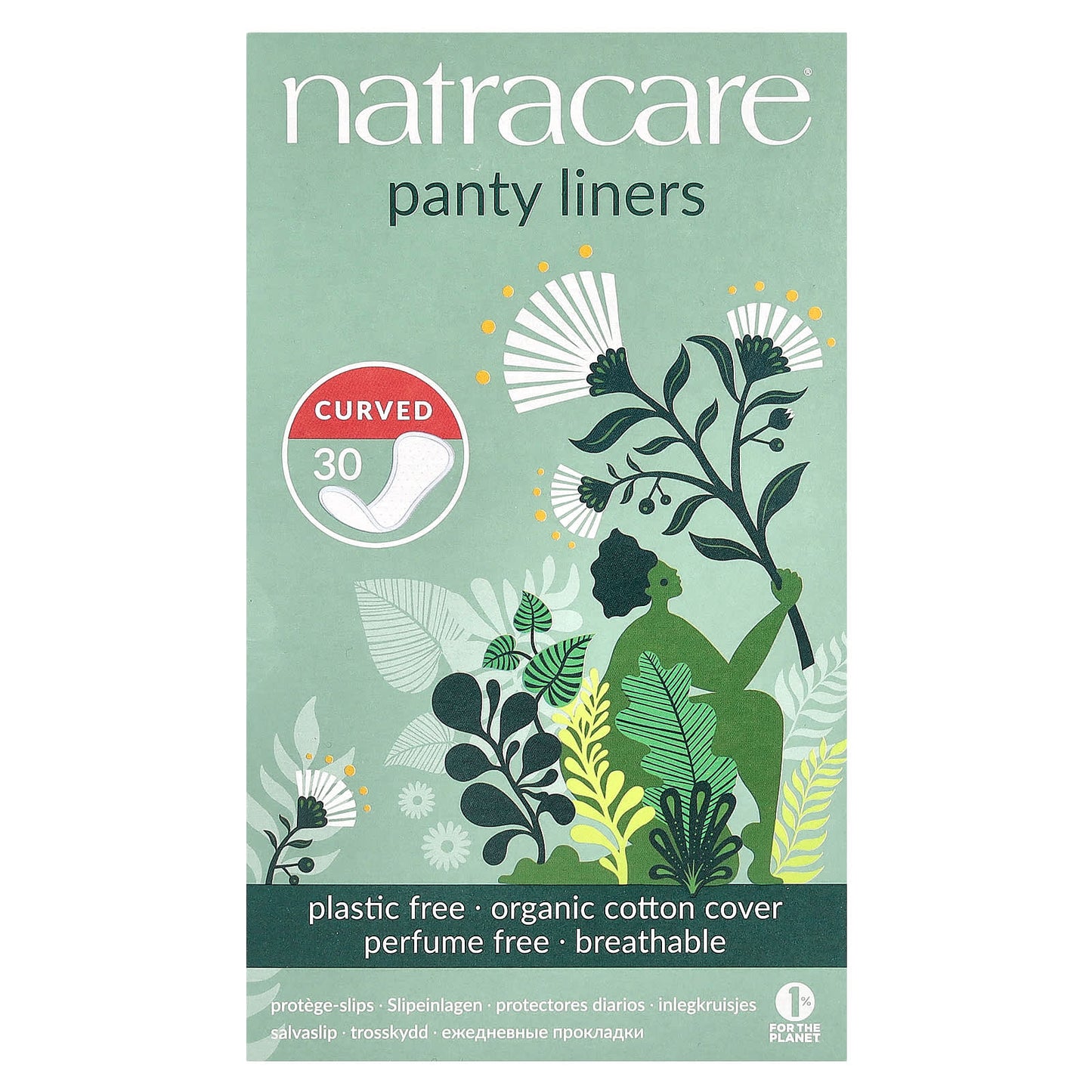 Natracare-Panty Liners-Organic Cotton Cover-Curved-30 Liners