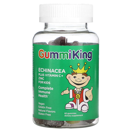 GummiKing-Echinacea Plus Vitamin C+ Zinc for Kids-Strawberry-Orange-Lemon-Grape-Cherry and Grapefruit-60 Gummies