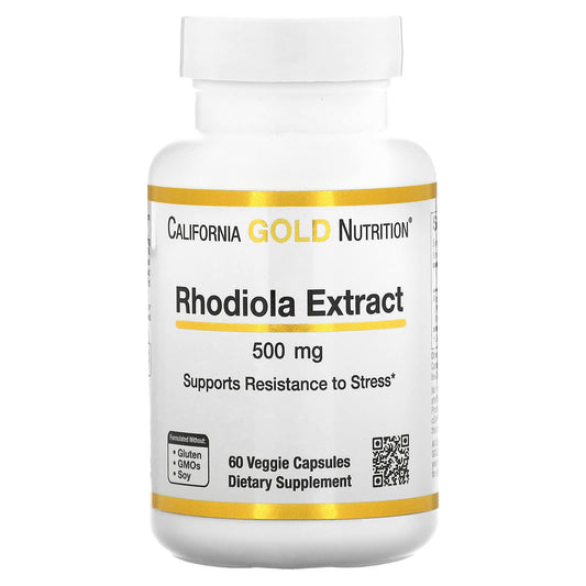 California Gold Nutrition-Rhodiola Extract-500 mg-60 Veggie Capsules