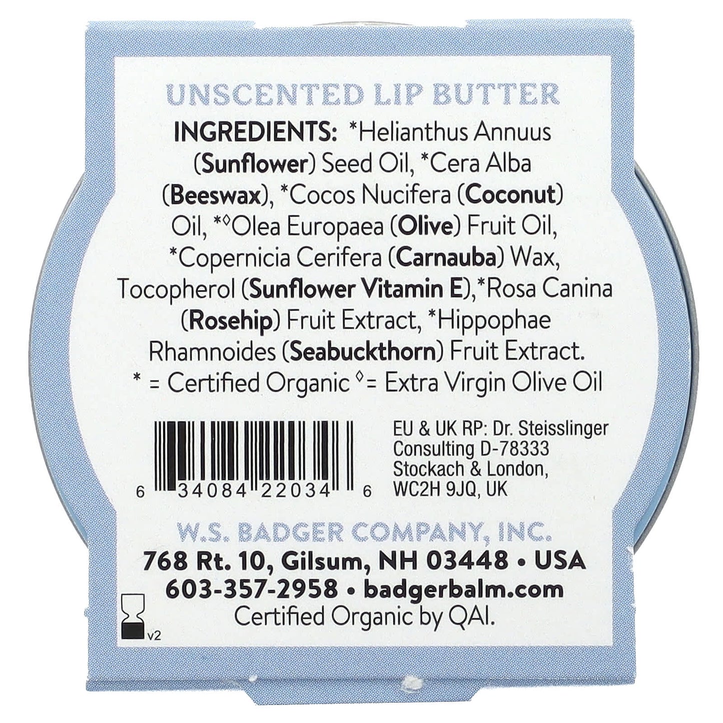 Badger Company, Lip Butter, Unscented, 0.7 oz (20 g)