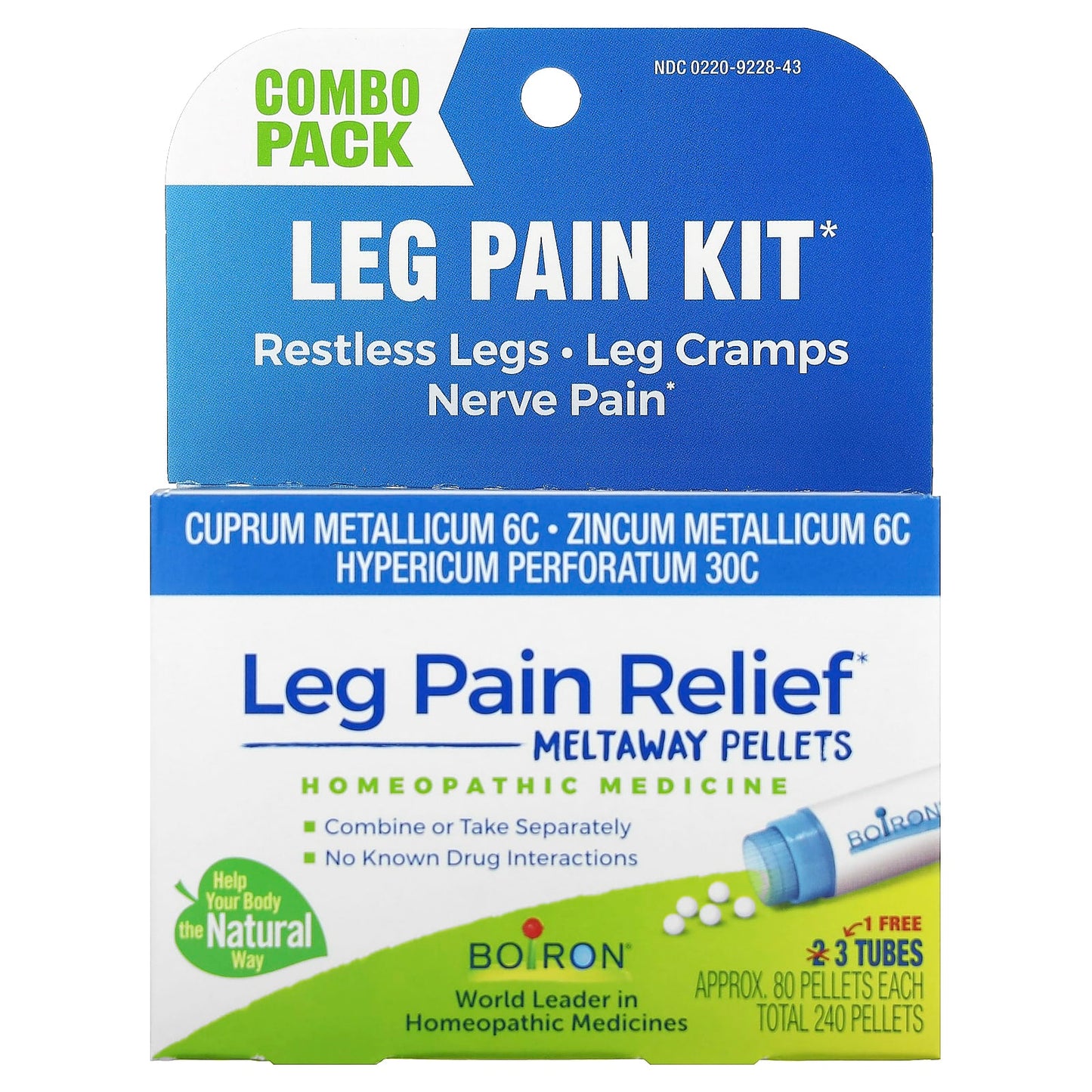 Boiron-Leg Pain Relief Kit-3 Tubes-Approx. 80 Pellets Each