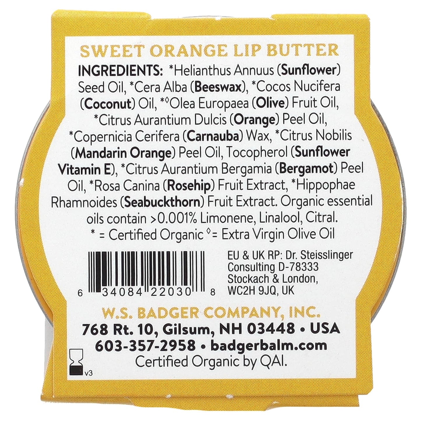 Badger Company, Lip Butter, Sweet Orange, 0.7 oz (20 g)