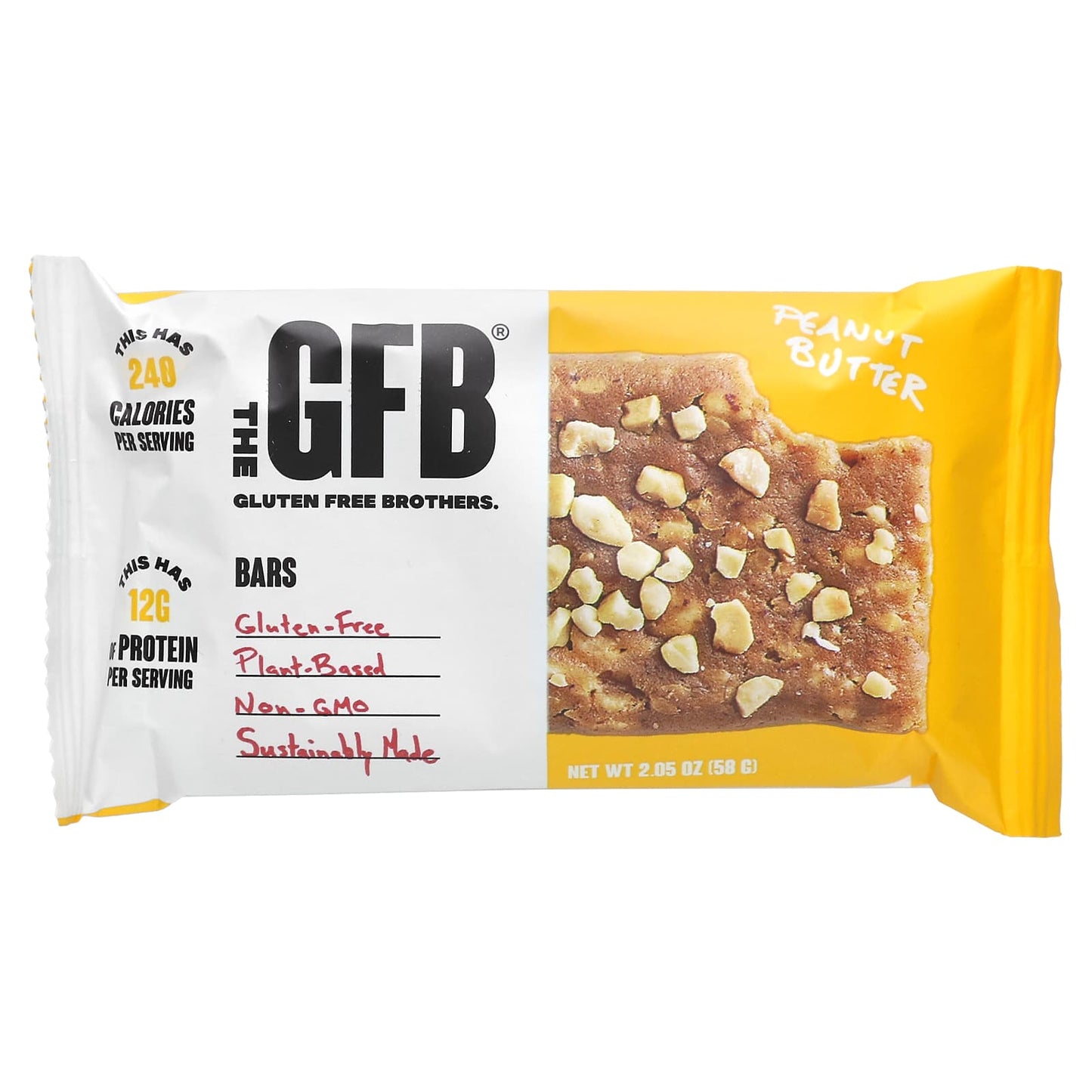 The GFB, Gluten Free Bars, Peanut Butter, 12 Bars, 2.05 oz (58 g)