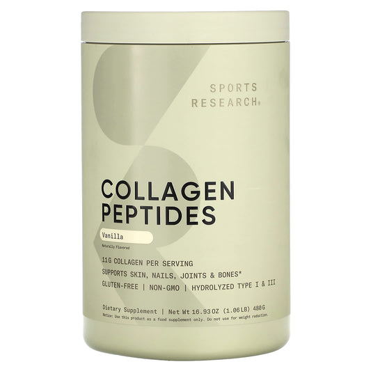 Sports Research-Collagen Peptides-Vanilla -1.06 lb (480 g)