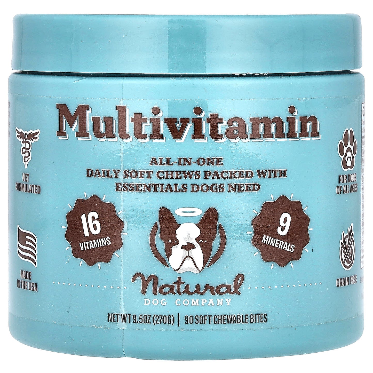 Natural Dog Company-Multivitamin-For Dogs-All Ages-90 Soft Chewable Bites-9.5 oz (270 g)