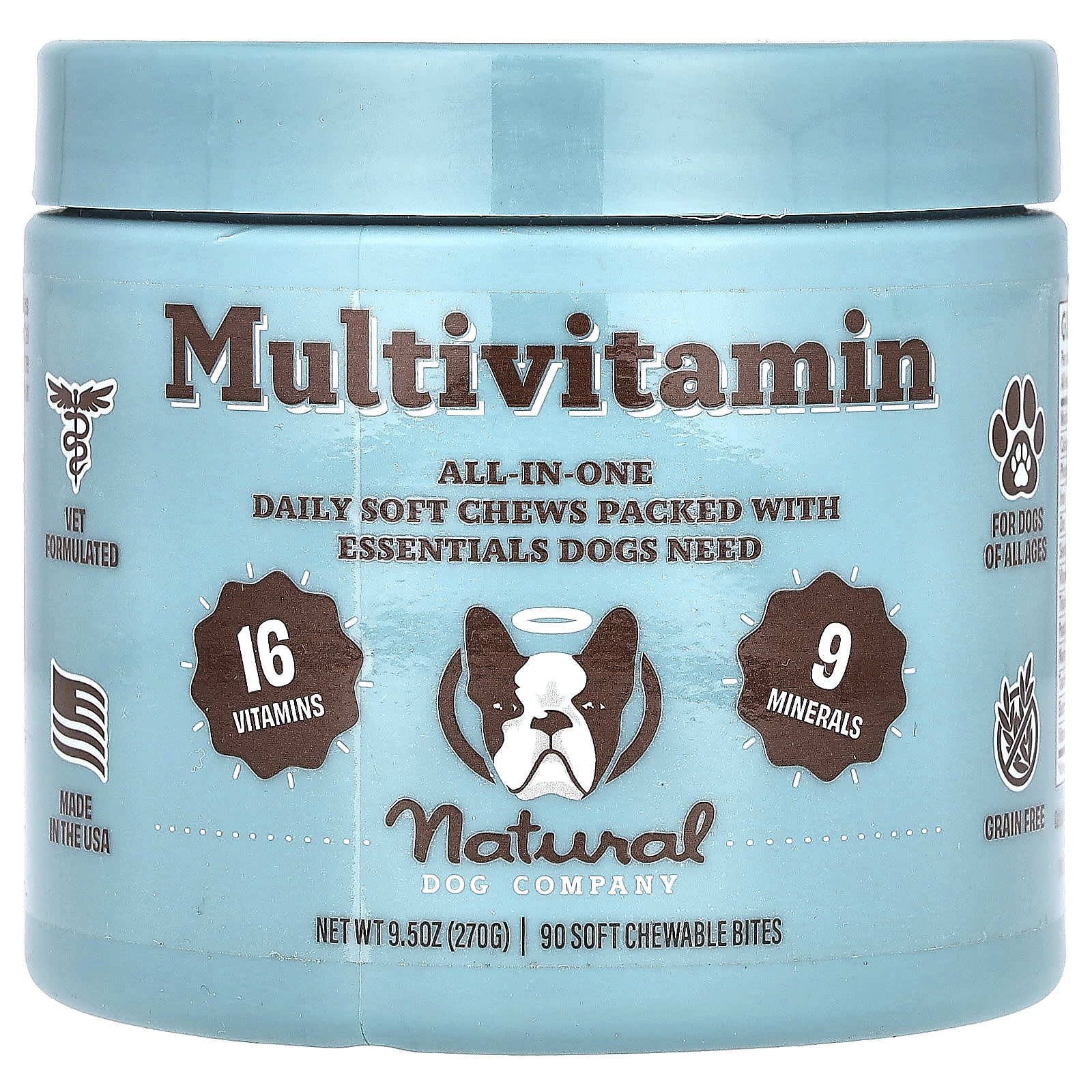 Natural Dog Company-Multivitamin-For Dogs-All Ages-90 Soft Chewable Bites-9.5 oz (270 g)