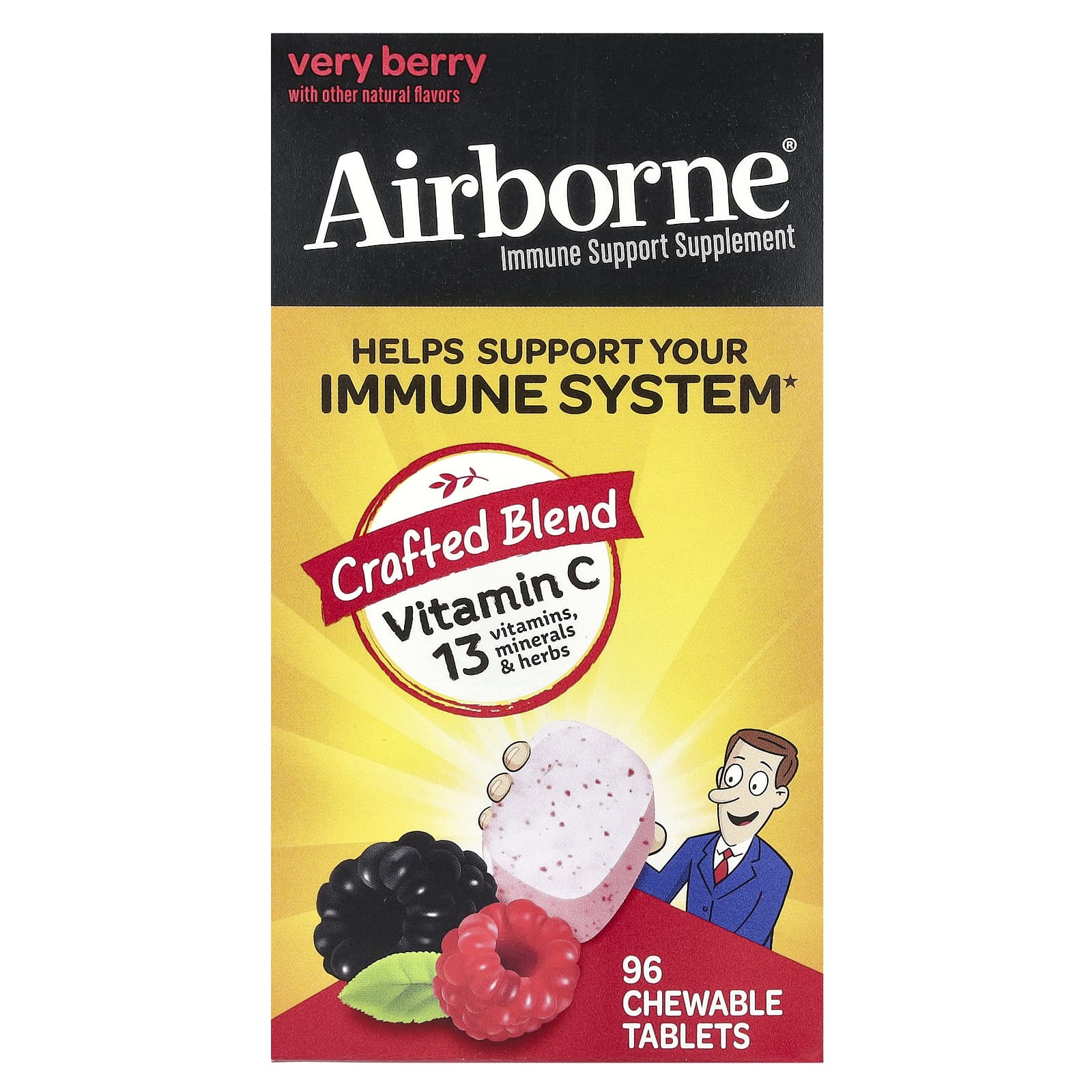 AirBorne-Immune Support Supplement-Very Berry-96 Chewable Tablets