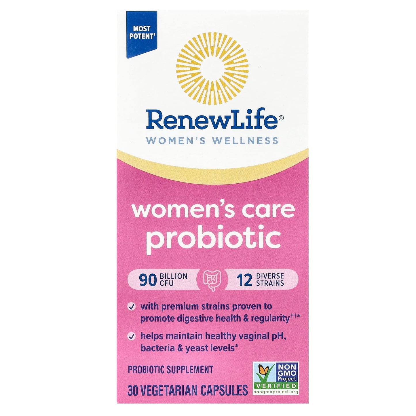 Renew Life-Women's Wellness-Women's Care Probiotic-90 Billion CFU-30 Vegetarian Capsules