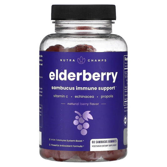 NutraChamps-Elderberry-Natural Berry-60 Sambucus Gummies