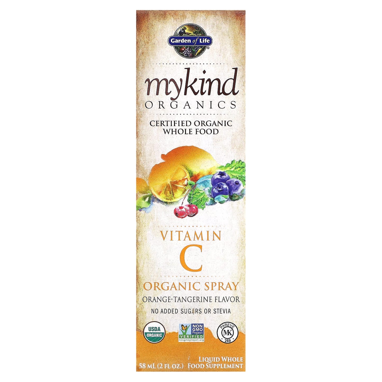 Garden of Life-MyKind Organics-Vitamin C Organic Spray-Orange-Tangerine-2 fl oz (58 ml)