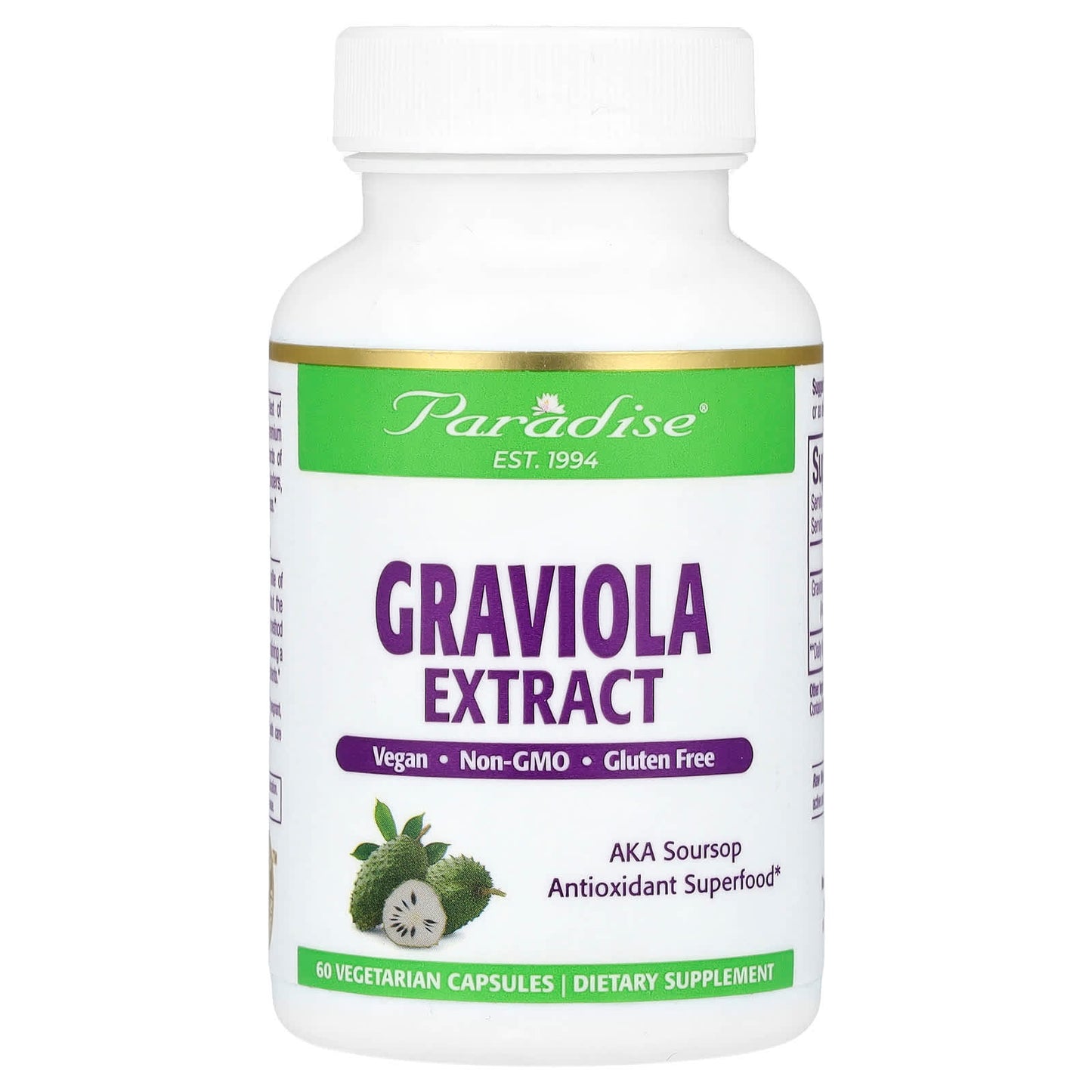 Paradise Herbs-Graviola Extract-60 Vegetarian Capsules