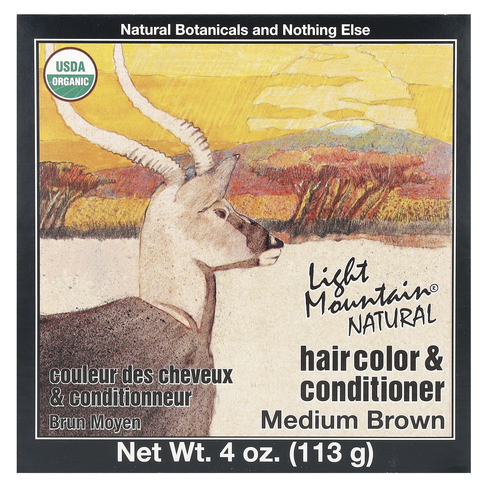 Light Mountain-Natural Hair Color & Conditioner-Medium Brown-4 oz (113 g)