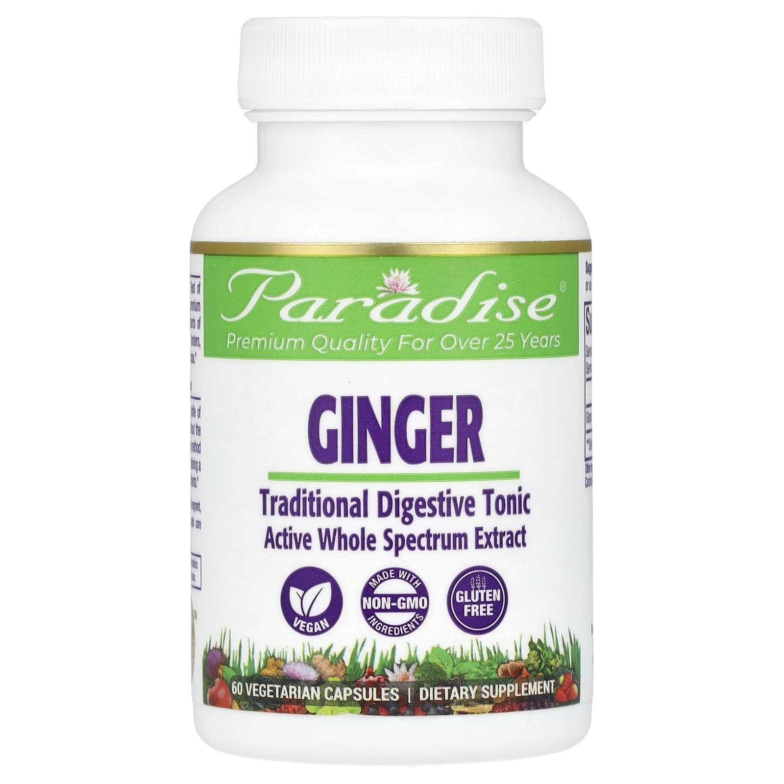 Paradise Herbs-Ginger-60 Vegetarian Capsules