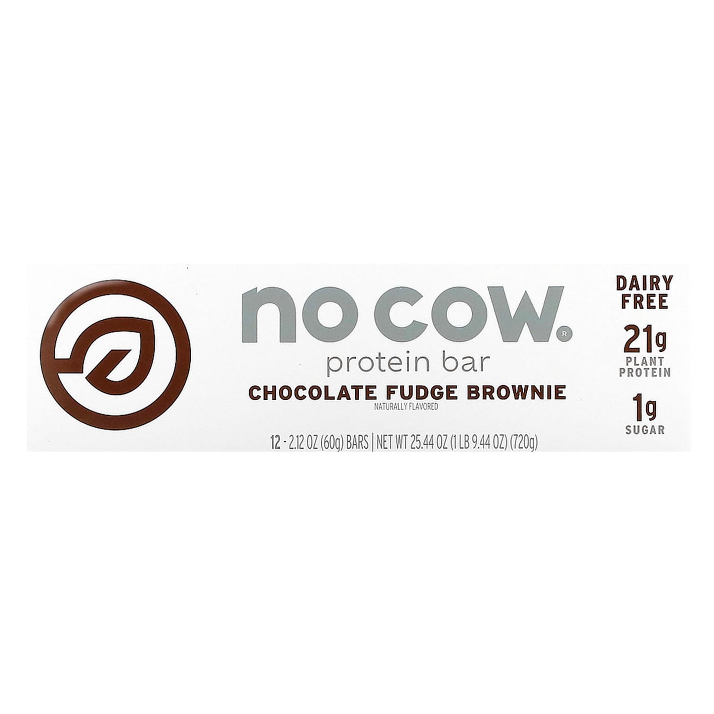 No Cow, Protein Bar, Chocolate Fudge Brownie, 12 Bars, 2.12 oz (60 g) Each