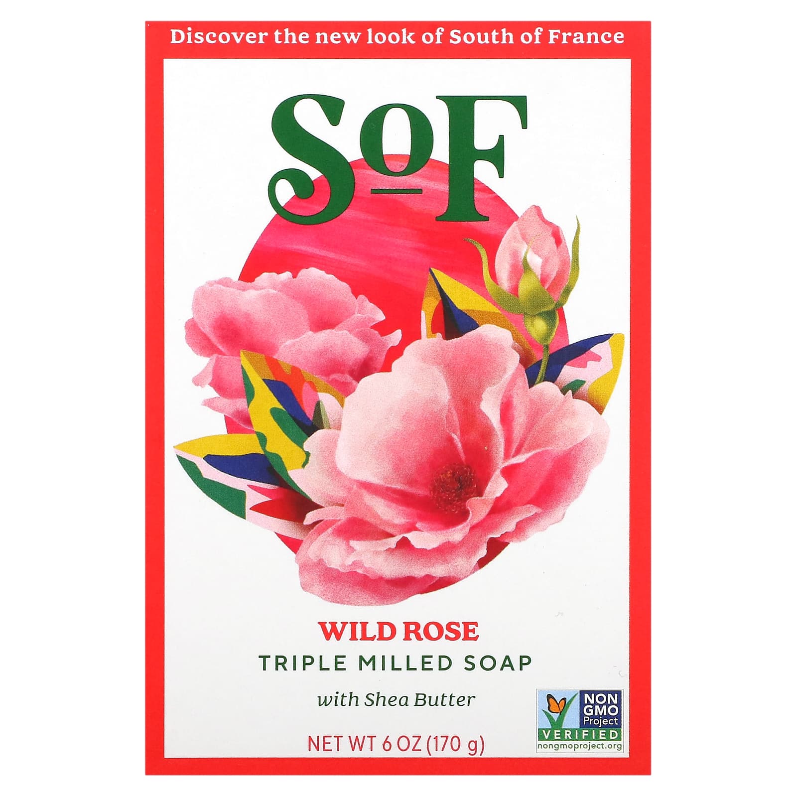 SoF-Triple Milled Bar Soap with Shea Butter-Wild Rose-6 oz (170 g)