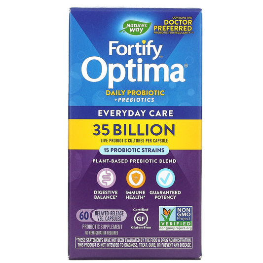 Nature's Way-Fortify Optima-Daily Probiotic + Prebiotics-35 Billion -60 Delayed-Release Veg. Capsules