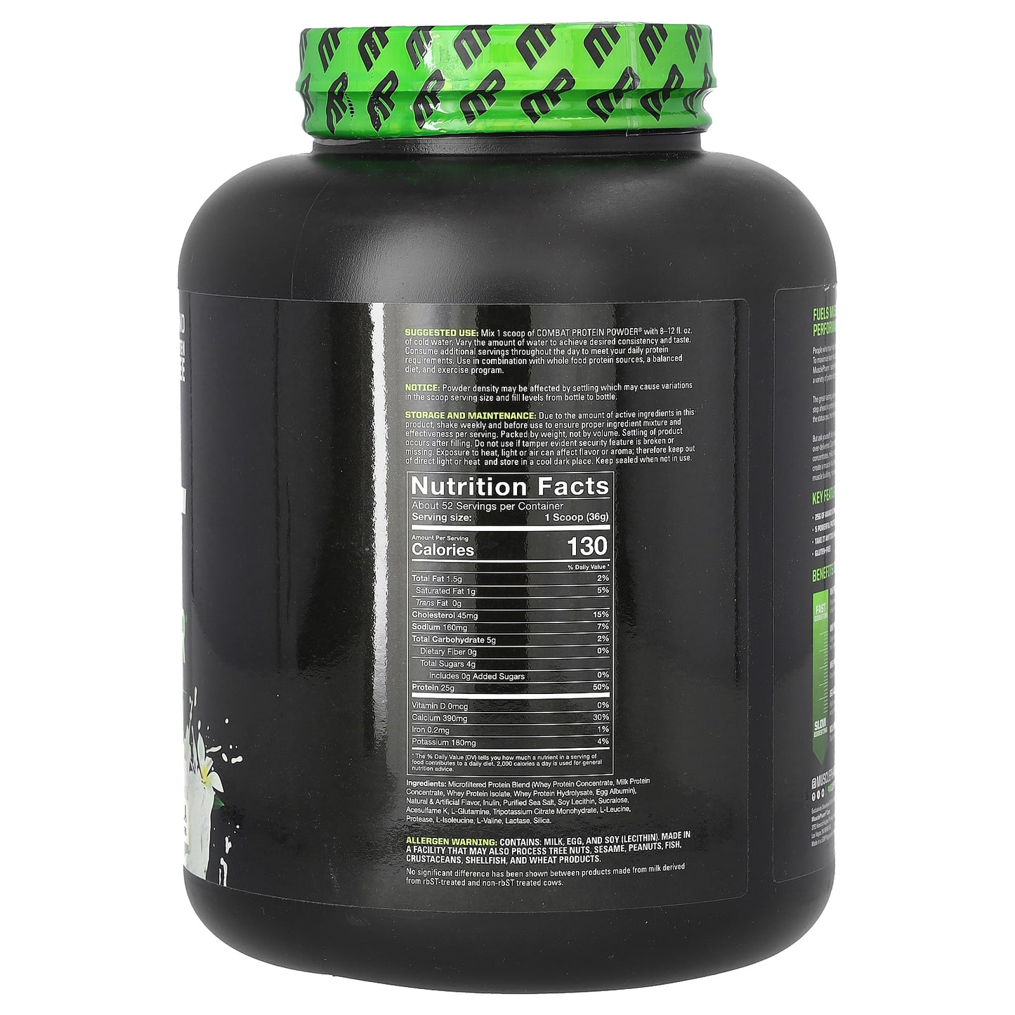 MusclePharm, Combat Protein Powder, Vanilla, 4.1 lb (1,842 g)