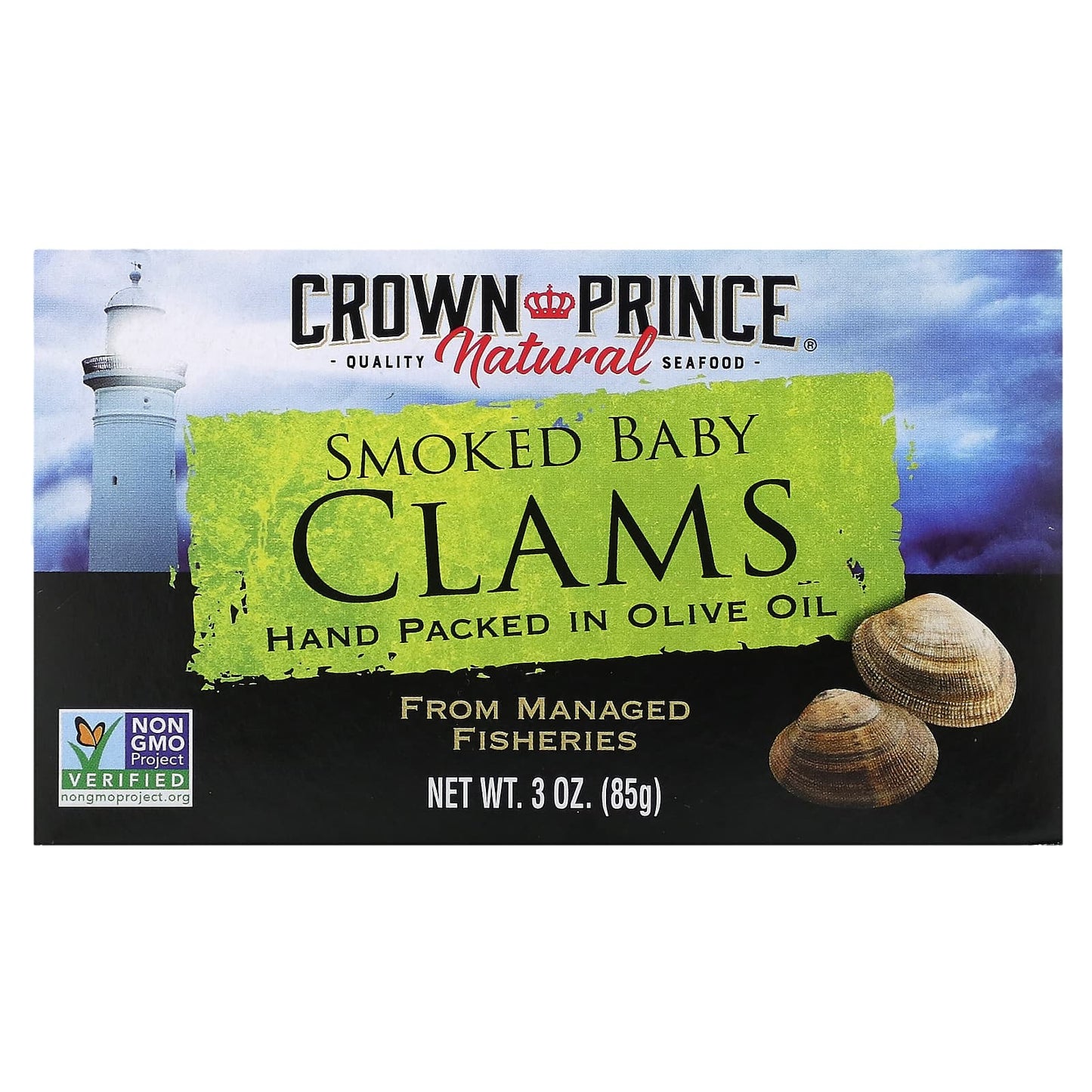 Crown Prince Natural-Smoked Baby Clams-In Olive Oil-3 oz (85 g)