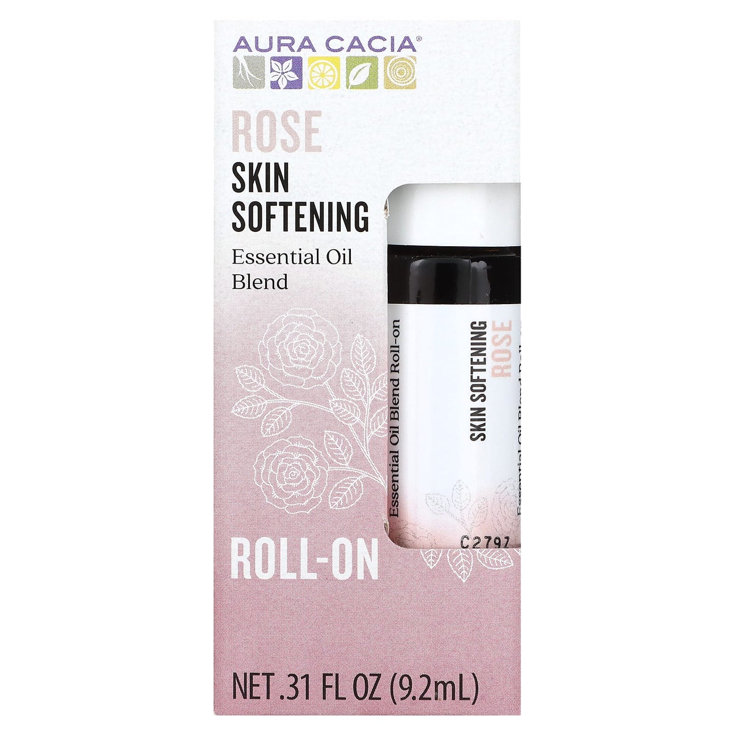 Aura Cacia, Essential Oil Blend, Skin Softening Roll-On, Rose, .31 fl oz (9.2 ml)