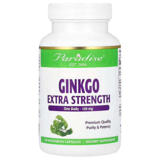 Paradise Herbs-Ginkgo-Extra Strength-120 mg-120 Vegetarian Capsules