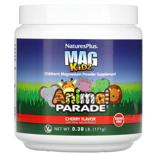 NaturesPlus-Mag Kidz-Animal Parade-Children's Magnesium Powder Supplement-Cherry-0.38 lb (171 g)