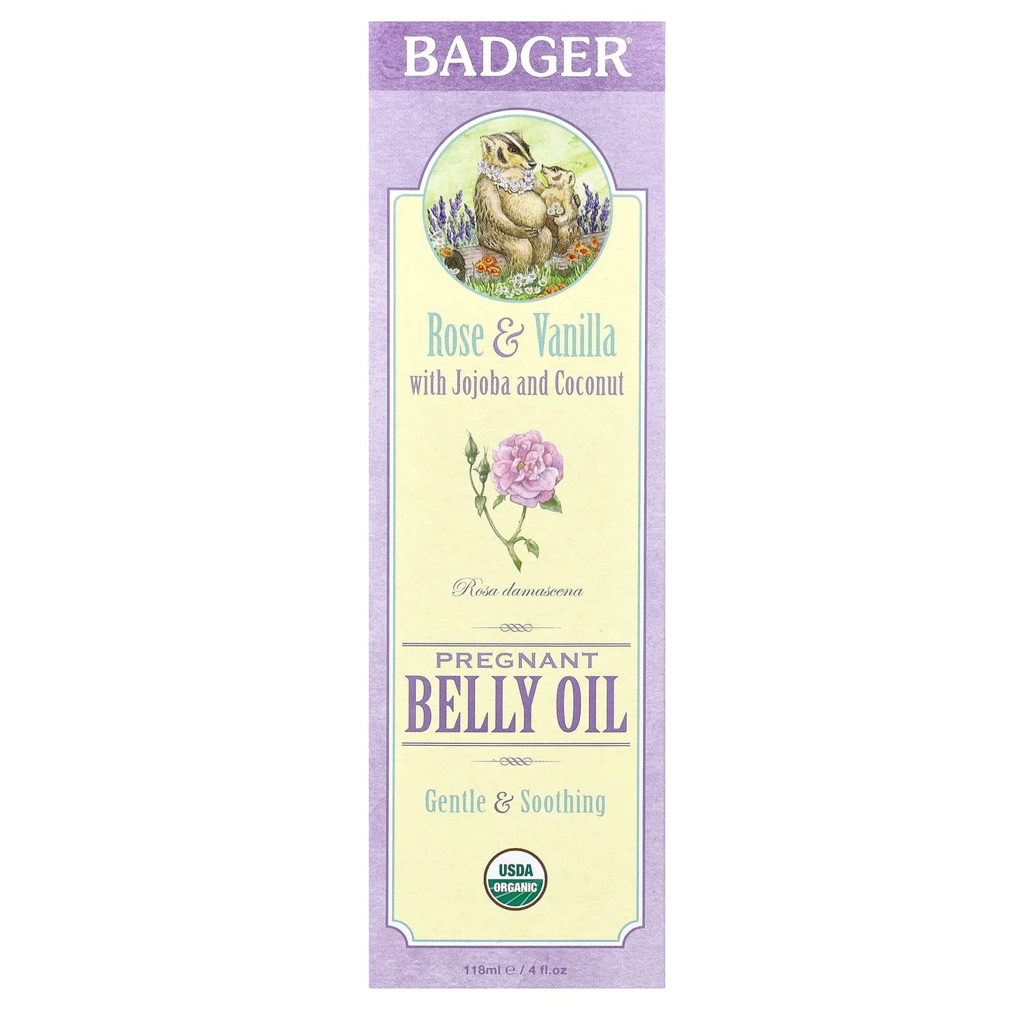 Badger Company, Pregnant Belly Oil, Rose & Vanilla, 4 fl oz (118 ml)