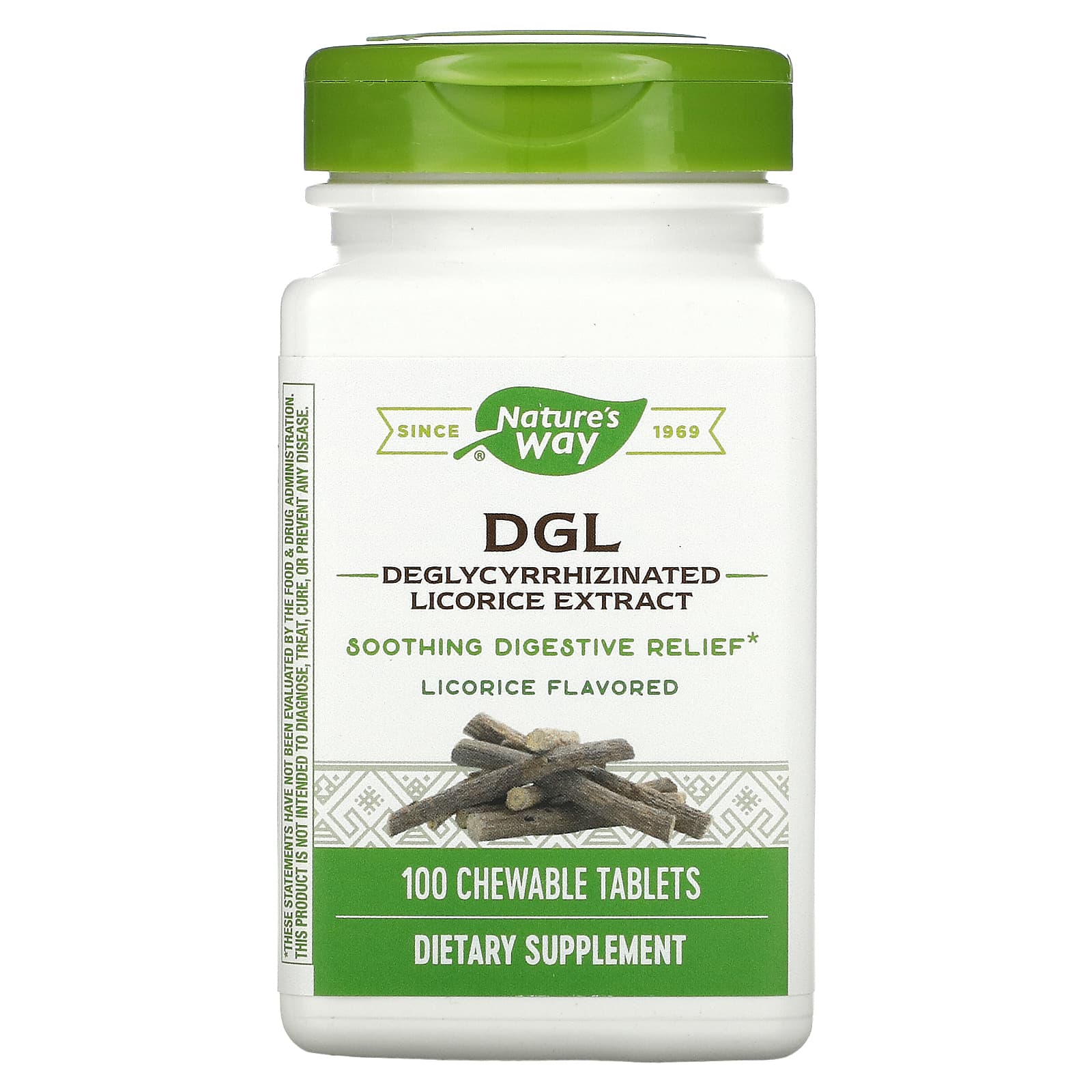 Nature's Way-DGL-Deglycyrrhizinated Licorice Extract-Licorice-100 Chewable Tablets