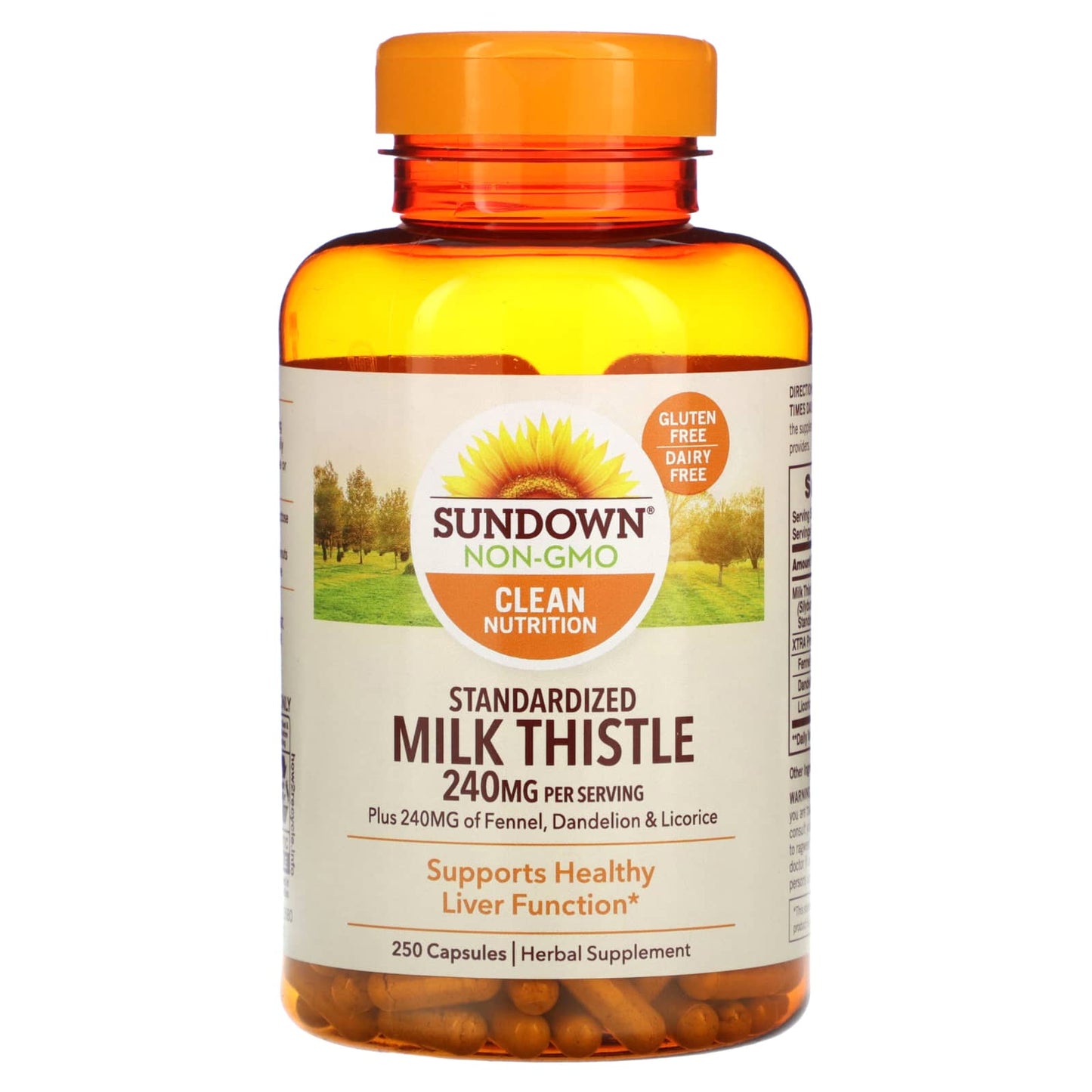 Sundown Naturals-Standardized Milk Thistle-240 mg-250 Capsules (120 mg per Capsule)