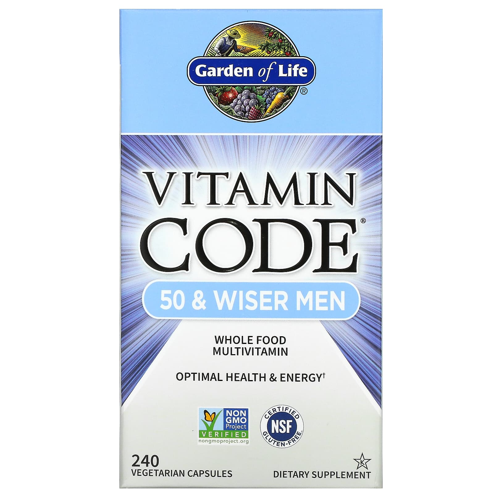 Garden of Life-Vitamin Code-50 & Wiser Men-Whole Food Multivitamin-240 Vegetarian Capsules