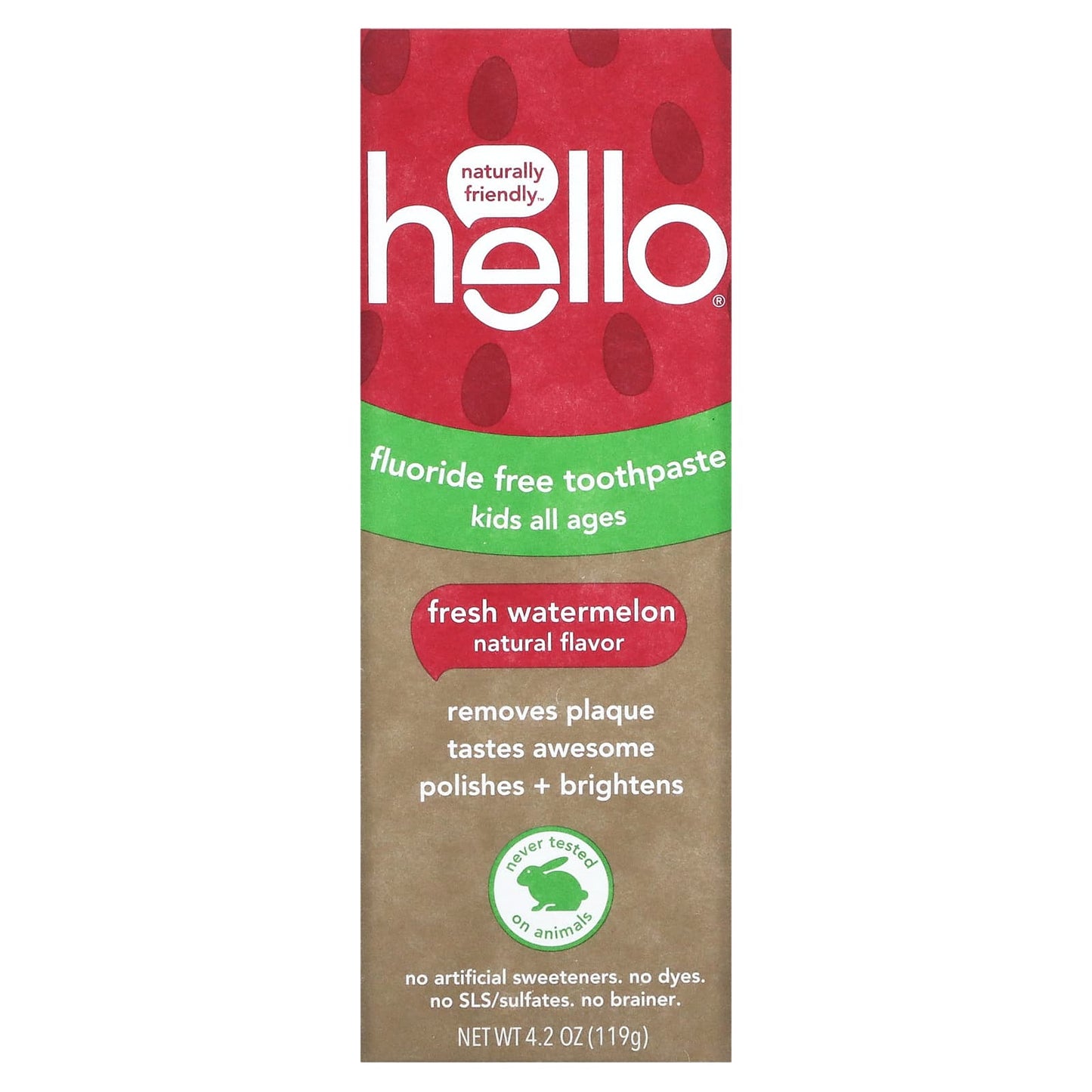 Hello, Kids, Fluoride Free Toothpaste, Fresh Watermelon, 4.2 oz (119 g)