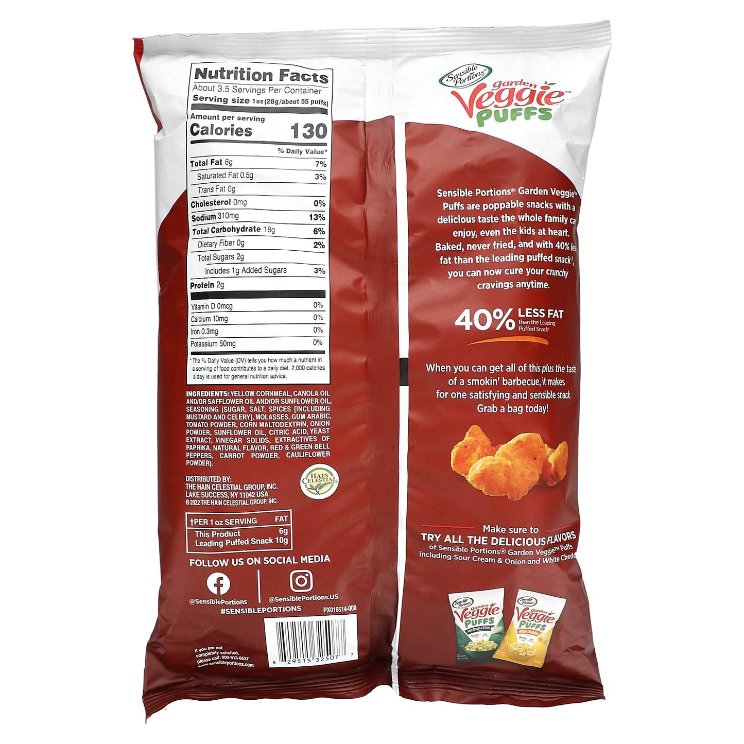 Sensible Portions, Garden Veggie Puffs, Barbecue, 3.75 oz (106 g)