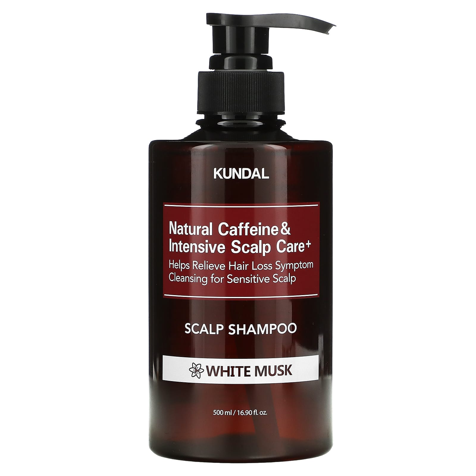 Kundal-Natural Caffeine & Intensive Scalp Care+  Shampoo-White Musk-16.9 fl oz (500 ml)