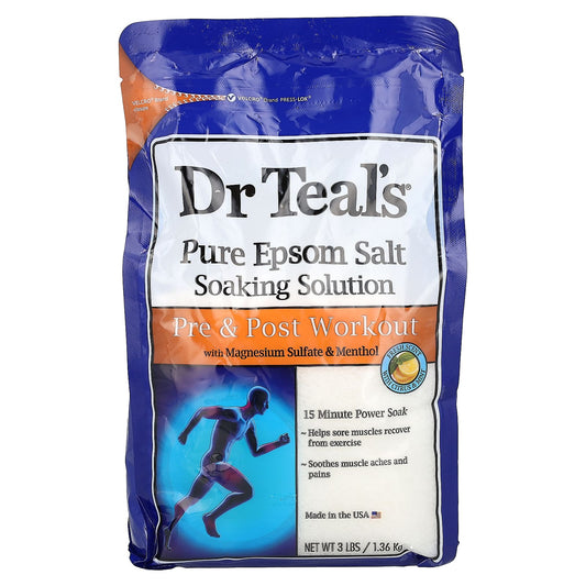 Dr. Teal's-Pure Epsom Salt Soaking Solution-Pre & Post Workout-Citrus & Mint-3 lbs (1.36 kg)