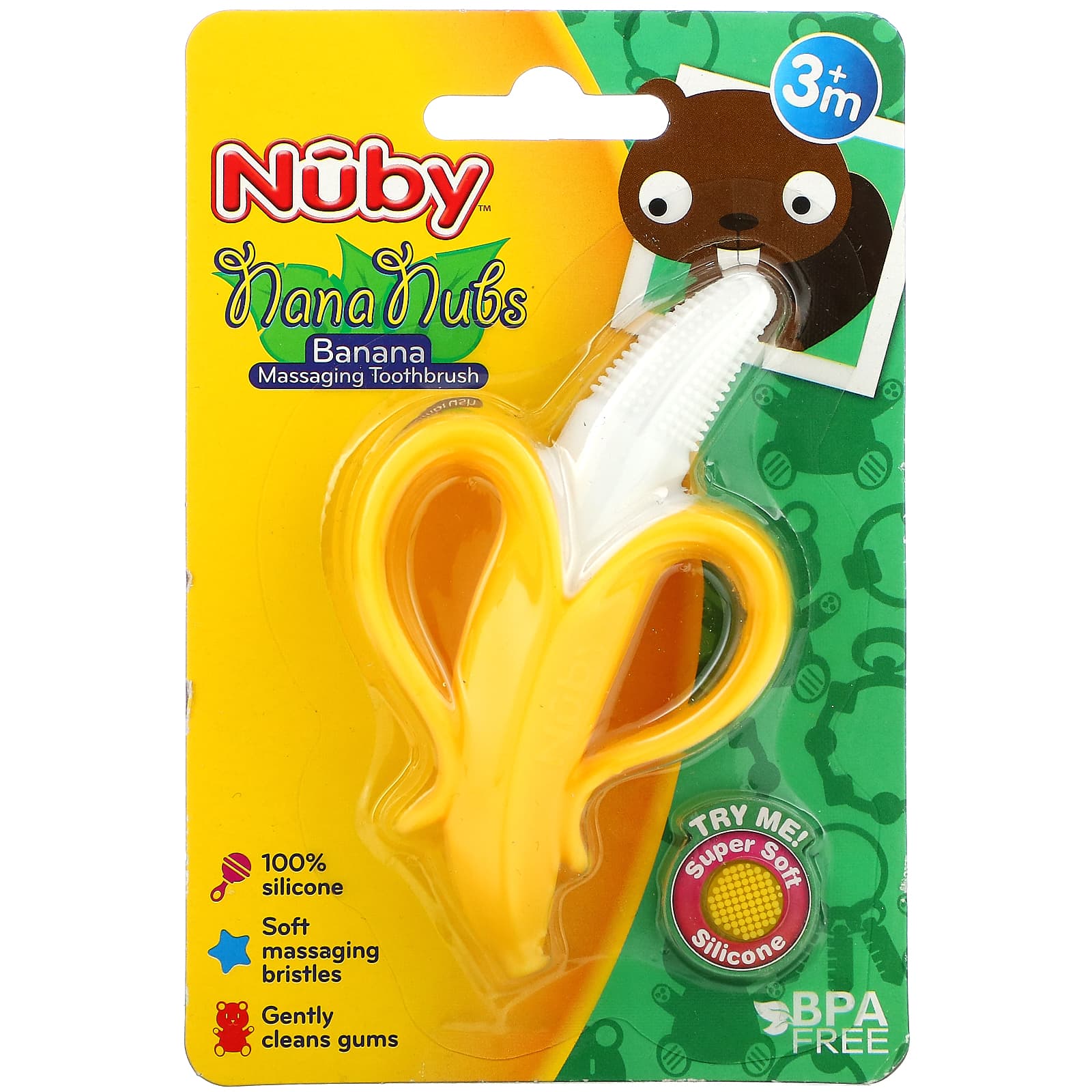 Nuby-NanaNubs Banana Massaging Toothbrush-3+ Months-1 Brush