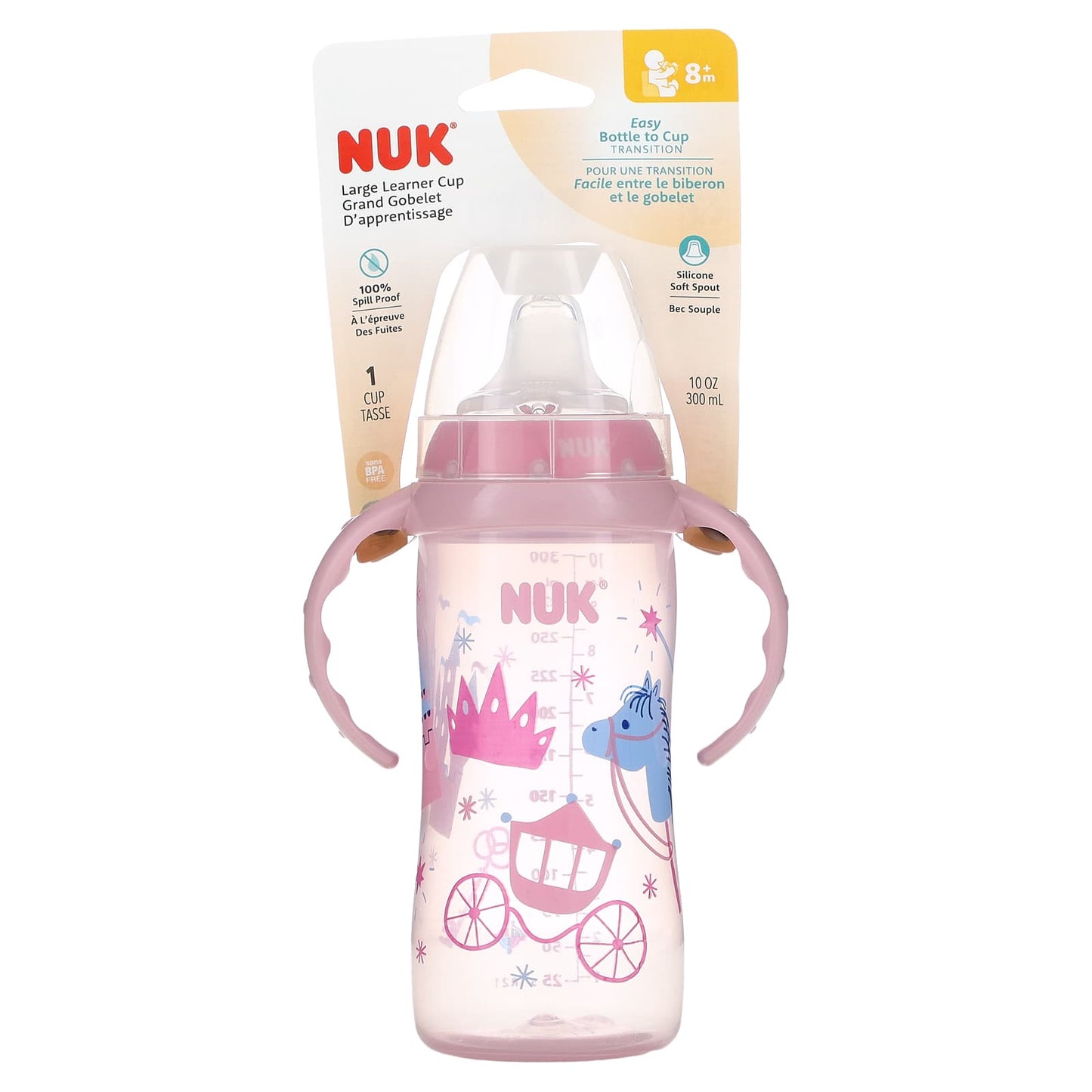 NUK, Large Learner Cup, 8+ Months, Pink, 1 Pack, 10 oz (300 ml)