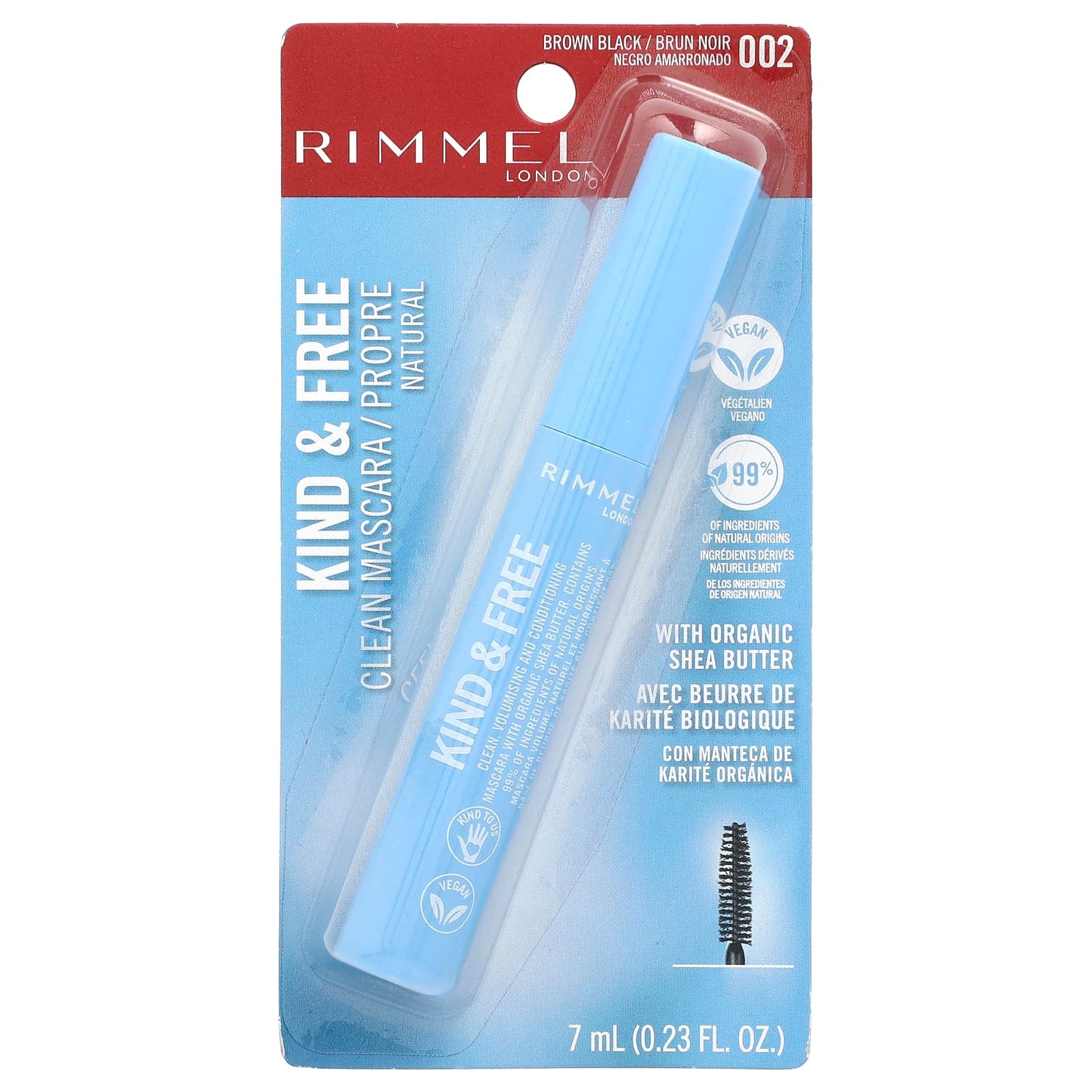 Rimmel London, Kind & Free, Clean Mascara, 002 Brown Black, 0.23 fl oz (7 ml)