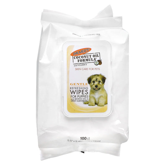 Palmer's for Pets-Coconut Oil Formula with Vitamin E-Refreshing Wipes For Puppies-Gentle-100 Wipes