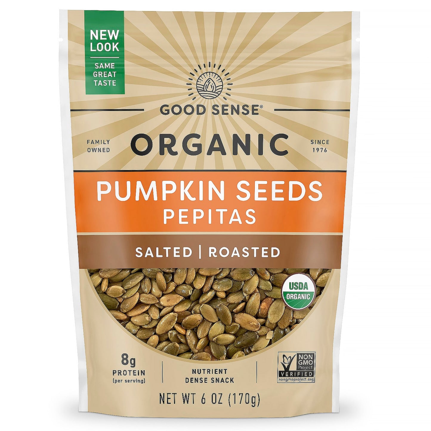 Good Sense-Organic Pumpkin Seeds Pepitas-Salted-Roasted-6 oz (170 g)