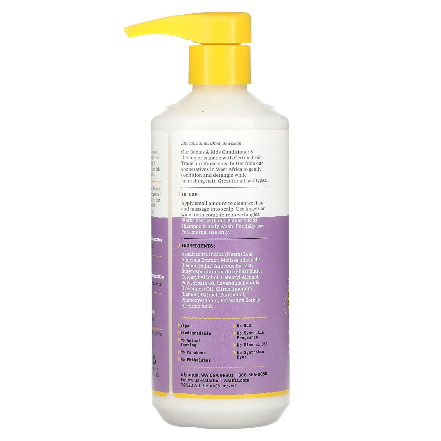 Alaffia, Babies & Kids Conditioner & Detangler, Lemon Lavender, 16 fl oz (473 ml)