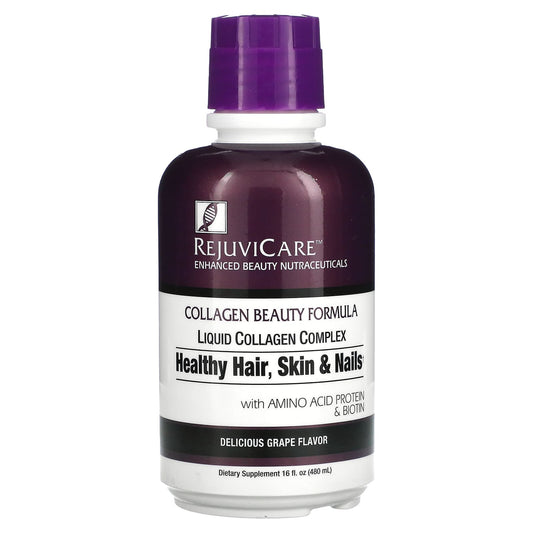 Rejuvicare-Collagen Beauty Formula-Liquid Collagen Complex-Healthy Hair-Skin & Nails-Grape-16 fl oz (480 ml)