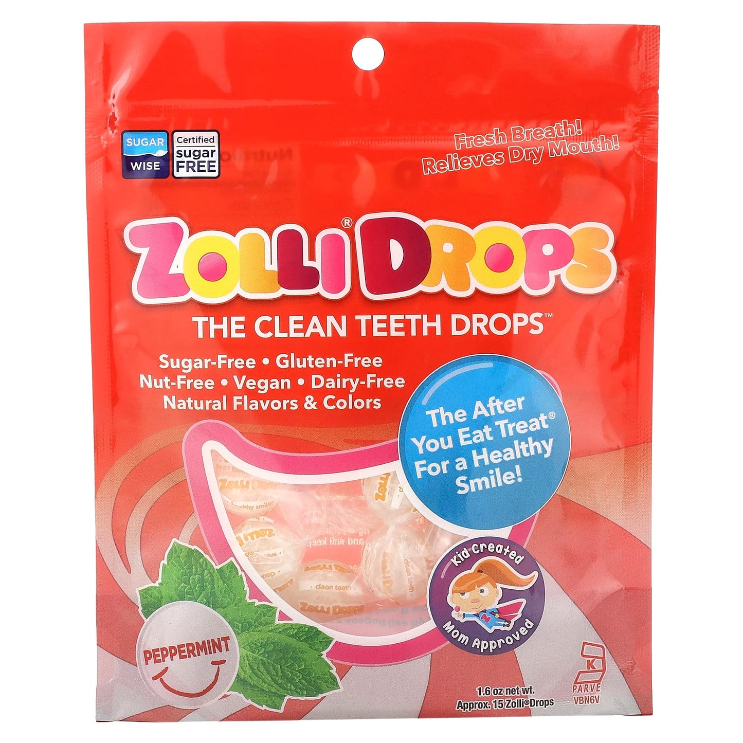 Zollipops-Zolli Drops-The Clean Teeth Drops-Peppermint-Approx. 15 Zolli Drops-1.6 oz