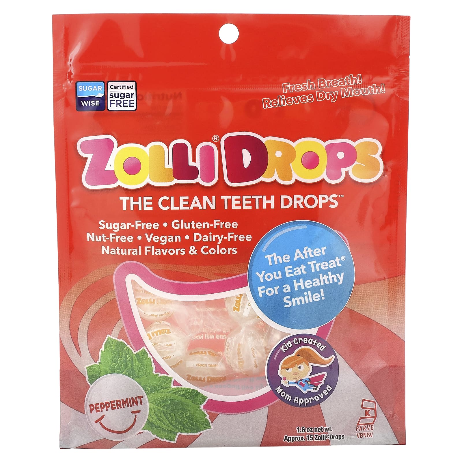 Zollipops-Zolli Drops-The Clean Teeth Drops-Peppermint-Approx. 15 Zolli Drops-1.6 oz