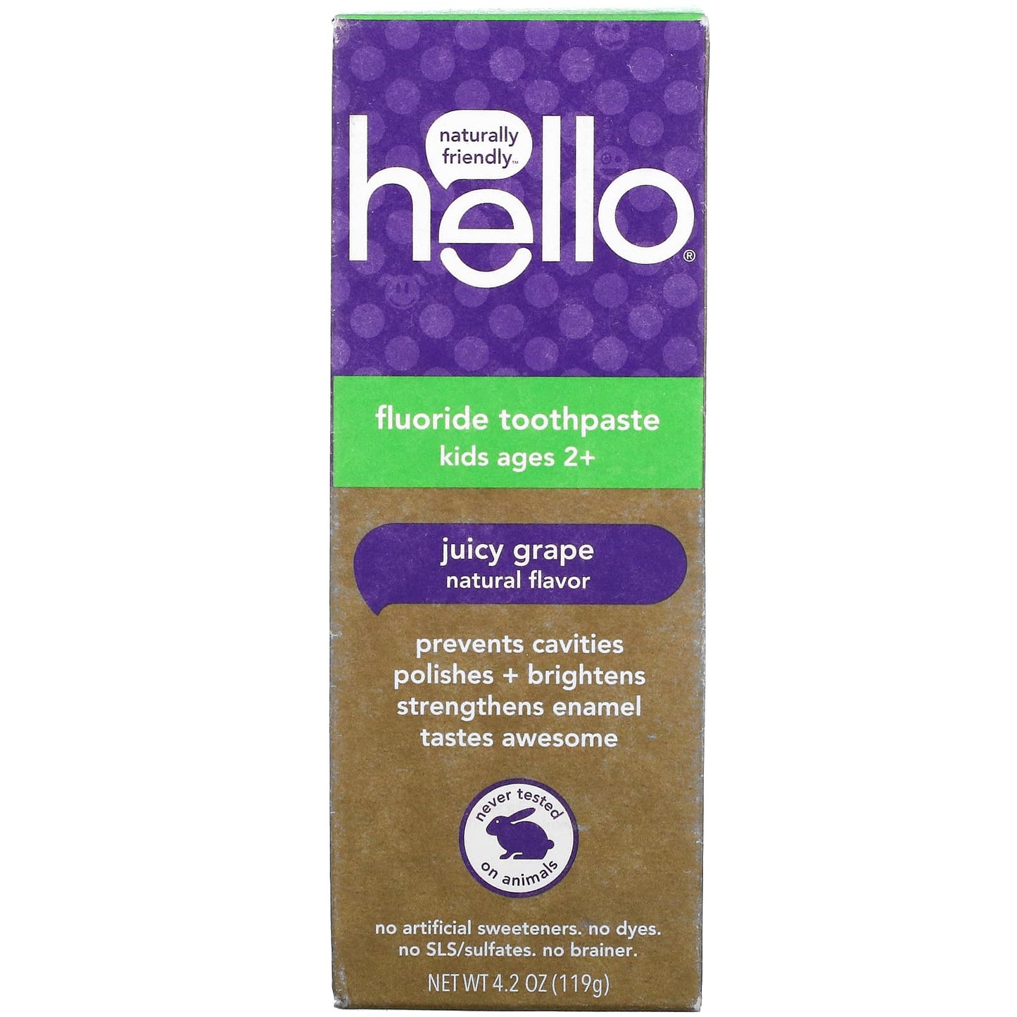 Hello, Kids, Fluoride Toothpaste, Juicy Grape, 4.2 oz (119 g)